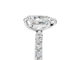 Platinum 6 Carat Pear Cut  Solitaire Ring with Pave Band and Four Prong Setting_29