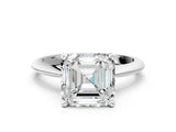Platinum 7 Carat Asscher Cut  Solitaire Engagement Ring with Classic Band and Four-Prong Setting