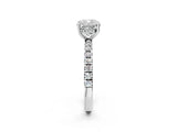 Platinum 7 Carat Cushion Cut  Pave Band Solitaire Ring with Four-Prong Setting_2