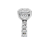 Platinum 7 Carat Cushion Cut  Pave Band Solitaire Ring with Four-Prong Setting_5