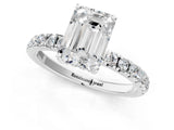 Platinum 7 Carat Emerald Cut  Pave Band Solitaire Ring with Four-Prong Setting_1