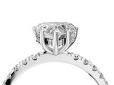Platinum 7 Carat Heart Cut  Pave Band Solitaire Ring with Four-Prong Setting_4