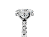 Platinum 7 Carat Oval Cut  Solitaire Ring with Pavé Band and Four-Prong Setting_29