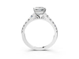 Platinum 7 Carat Princess Cut  Solitaire Ring with Cathedral Setting and Pavé Band_15