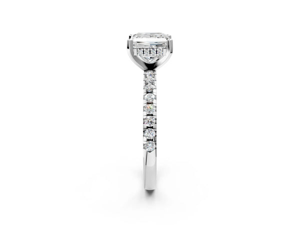 7 Carat Princess Cut Platinum Diamond Solitaire Ring with Round  Pavé Band and Four-Prong Setting