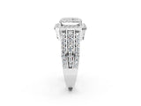 Platinum 7 Carat Radiant Cut Halo  Ring with Split Shank and Four-Prong Setting_14