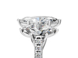 Platinum 7 Carat Three-Stone Marquise Cut  Ring with Pavé Band and Prong Setting_17