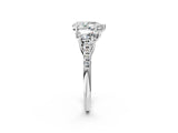 Platinum 7 Carat Three-Stone Pear Cut  Ring with Pavé Band and Prong Setting_14