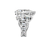 Platinum 7 Carat Three-Stone Pear Cut  Ring with Pavé Band and Prong Setting_17