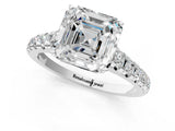 Platinum 8 Carat Asscher Cut  Solitaire Ring with Cathedral Setting and Pavé Band_13