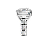 Platinum 8 Carat Asscher Cut  Solitaire Ring with Cathedral Setting and Pavé Band_17