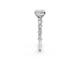 Platinum 8 Carat Cushion Cut  Solitaire with Side Stones, Pave Band, Four-Prong Setting_26