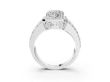 Platinum 8 Carat Heart Cut Halo  Ring with Split Shank and Four-Prong Setting_15