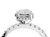 Platinum 8 Carat Radiant Cut  Solitaire Ring with Pavé Band and Four-Prong Setting_28