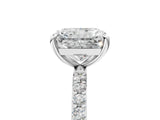 Platinum 8 Carat Radiant Cut  Solitaire Ring with Pave Band and Four Prong Setting_29