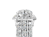Platinum 8 Carat Round Cut Halo  Ring with Split Shank and Four-Prong Setting_17