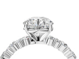 Platinum 8 Carat Round Cut  Solitaire with Side Stones, Pave Band, Four-Prong Setting_28