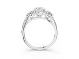 Platinum 8 Carat Three-Stone Oval Cut  Ring with Pavé Band and Prong Setting_15