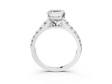 Platinum 9 Carat Asscher Cut  Solitaire Ring with Cathedral Setting and Pavé Band_15
