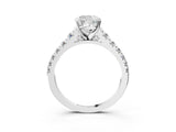 Platinum 9 Carat Cushion Cut  Solitaire Ring with Cathedral Setting and Pavé Band_15