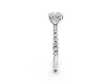 Platinum 9 Carat Cushion Cut  Solitaire Ring with Pavé Band and Four-Prong Setting_26