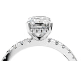 Platinum 9 Carat Emerald Cut  Solitaire Ring with Pavé Band and Four-Prong Setting_16