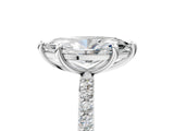 Platinum 9 Carat Marquise Cut  Solitaire Ring with Pave Band and Four Prong Setting_17