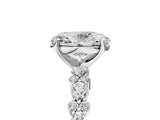 Platinum 9 Carat Oval Cut  Solitaire with Side Stones, Pave Band, Four-Prong Setting_29