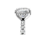 Platinum 9 Carat Princess Cut  Solitaire Ring with Pavé Band and Four-Prong Setting_17