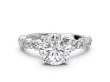 Platinum 9 Carat Round Cut  Solitaire with Side Stones, Pave Band, Four-Prong Setting_24