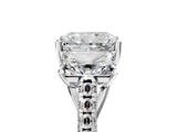 Platinum 9 Carat Three-Stone Radiant Cut  Ring with Pavé Band and Prong Setting_17