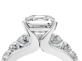 Platinum Asscher Brilliant Solitaire with Side Stones on a Pave Band and Four-Prong Setting_18