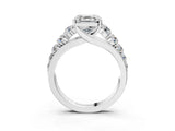 Platinum Asscher Cut Brilliant Diamond Pavé Band with Six-Prong Setting_10