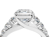 Platinum Asscher Cut Brilliant Diamond Pavé Band with Six-Prong Setting_11
