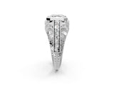Platinum Asscher Cut Brilliant Milgrain Filigree Diamond Ring with Square Prong Setting_15