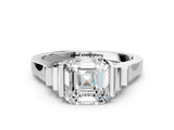 Platinum Asscher Cut Brilliant Solitaire Diamond Ring with Channel Set Band and Bar Prong Setting_12