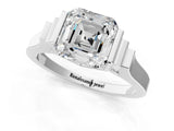 Platinum Asscher Cut Brilliant Solitaire Diamond Ring with Channel Set Band and Bar Prong Setting_13