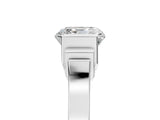 Platinum Asscher Cut Brilliant Solitaire Diamond Ring with Channel Set Band and Bar Prong Setting_17