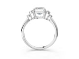 Platinum Asscher Cut Cut Diamond Cluster Ring with Solitaire Band and Four-Prong Setting_10