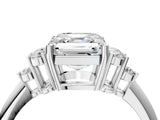 Platinum Asscher Cut Cut Diamond Cluster Ring with Solitaire Band and Four-Prong Setting_11