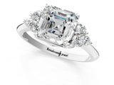 Platinum Asscher Cut Cut Diamond Cluster Ring with Solitaire Band and Four-Prong Setting_8