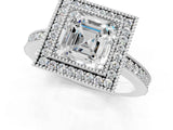 Platinum Asscher Cut-Cut Diamond Halo Engagement Ring with Pave Band and Prong Setting_14