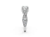 Platinum Asscher Cut Cut Diamond Twisted Band with Milgrain Pave Setting and Four-Prong Setting_14