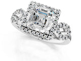 Platinum Asscher Cut Cut Halo Diamond Infinity Band with Four-Prong Setting_14