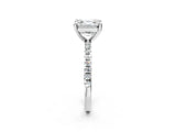 Platinum Asscher Cut Diamond Brilliant Solitaire Ring with Pavé Band and Four-Prong Setting_2