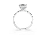 Platinum Asscher Cut Diamond Brilliant Solitaire Ring with Pavé Band and Four-Prong Setting_3