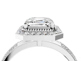 Platinum Asscher Cut Diamond Double Halo Ring with Split Shank and Four-Prong Setting_11