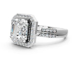 Platinum Asscher Cut Diamond Double Halo Ring with Split Shank and Four-Prong Setting_7