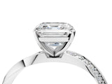 Platinum Asscher Cut Diamond Engagement Ring with Side Stone Accents and Four-Prong Setting_52