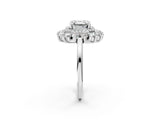 Platinum Asscher Cut Diamond Floral Double Halo Engagement Ring with Prong Setting_9